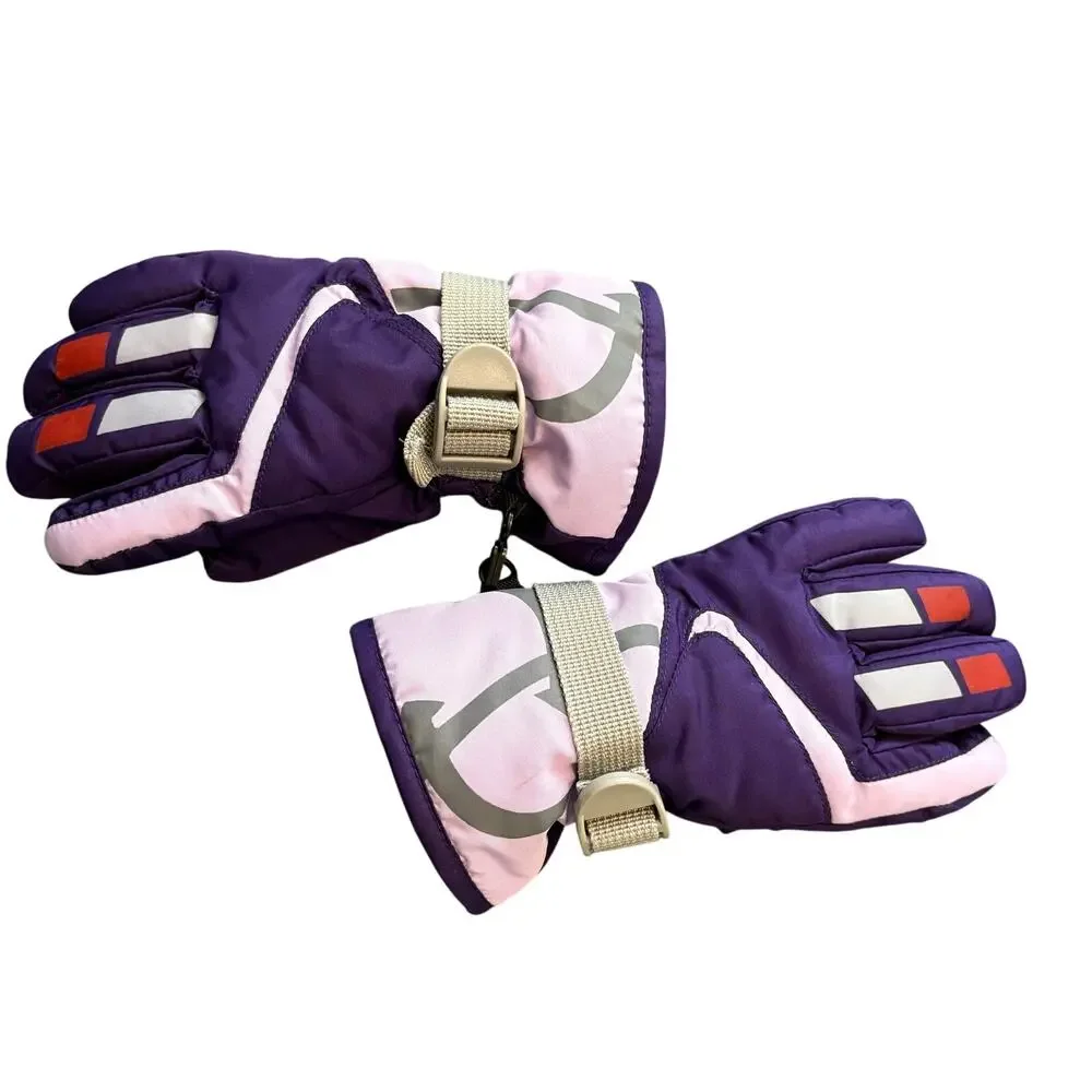 Kids Purple Winter Gloves Adjustable Snow Ski Small